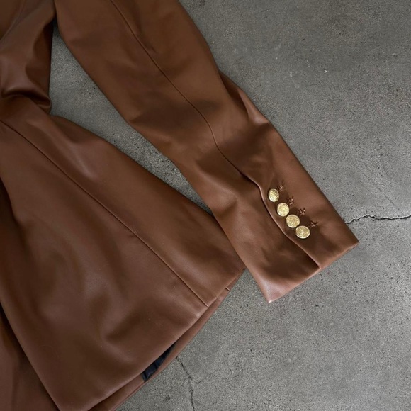 Zara Camel Double-Breasted Blazer with Gold Buttons - Picture 6 of 9